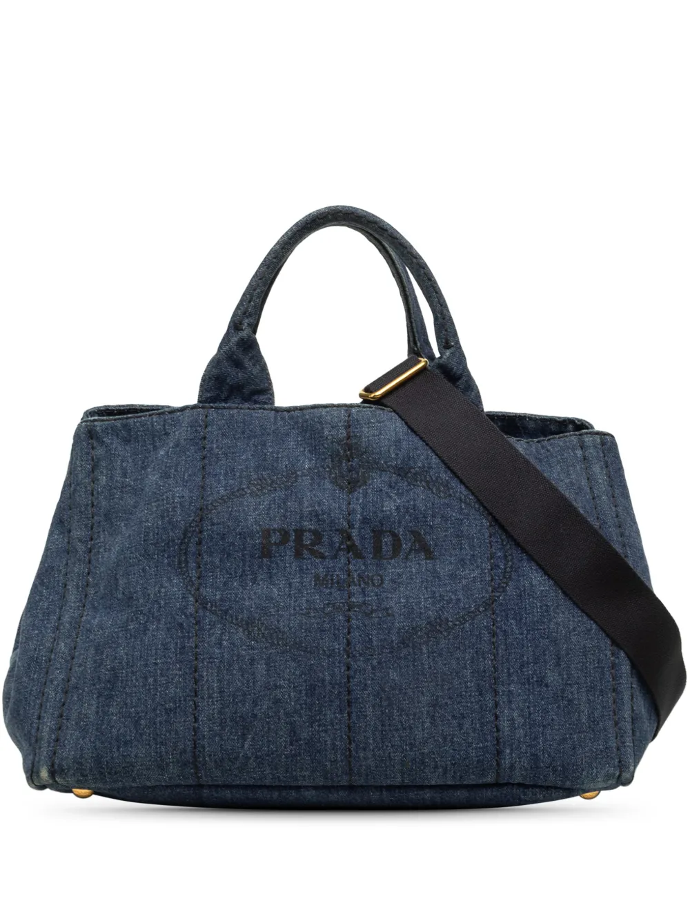 Prada Pre-Owned 2013-2026 Denim Canapa Logo Tote satchel - Blu