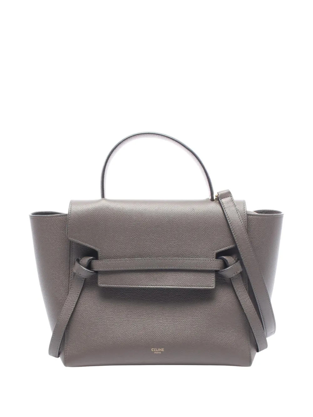 Pre-owned Celine 2010-2026 Micro Grained Calfskin Belt Bag Satchel In Grey