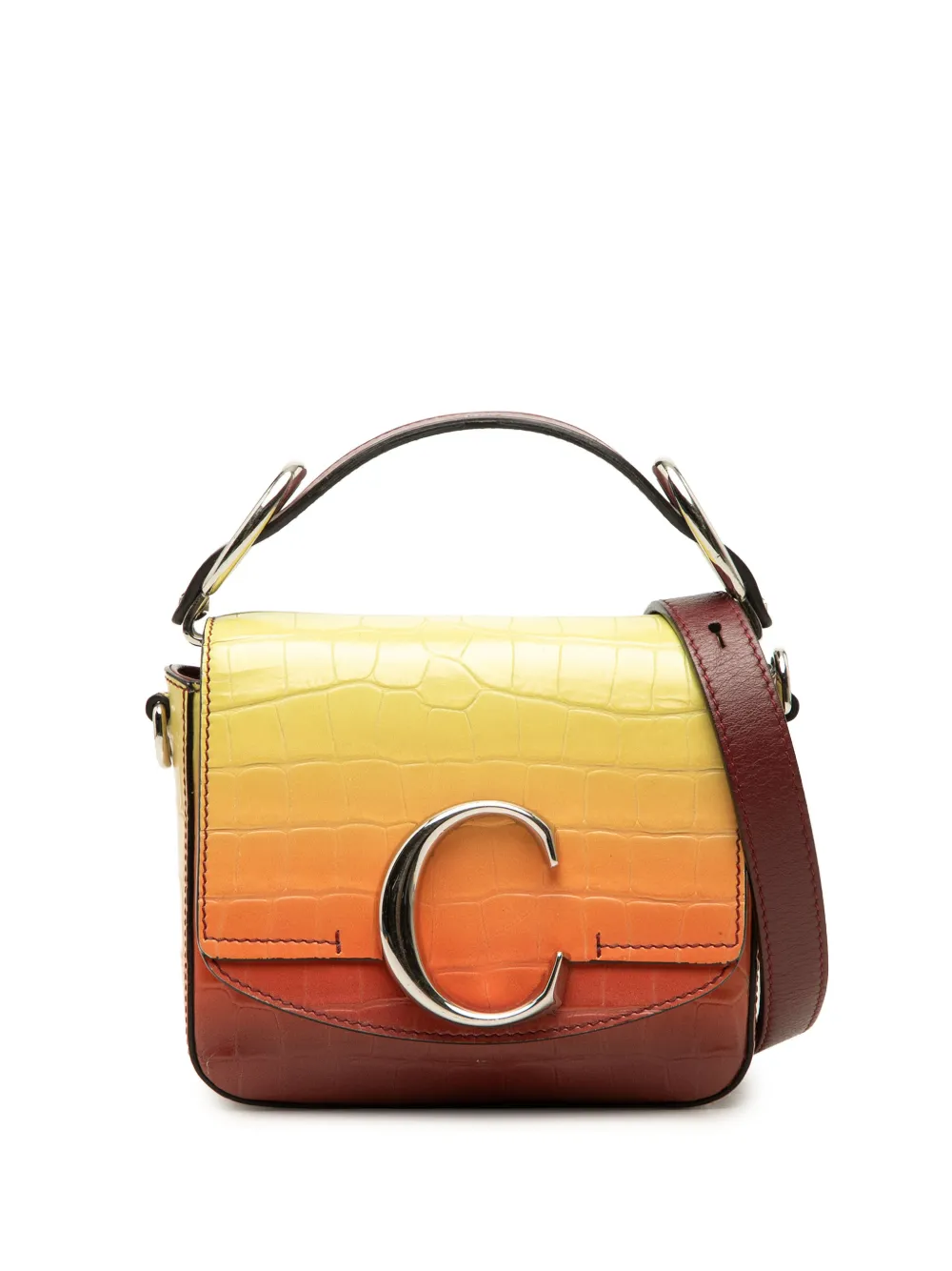 Chloé Pre-Owned 2019 Mini Ombre Croc Embossed Leather C satchel - Gelb