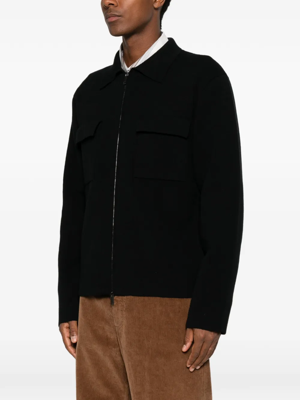 Roberto Collina Vest met klepzak en rits Zwart