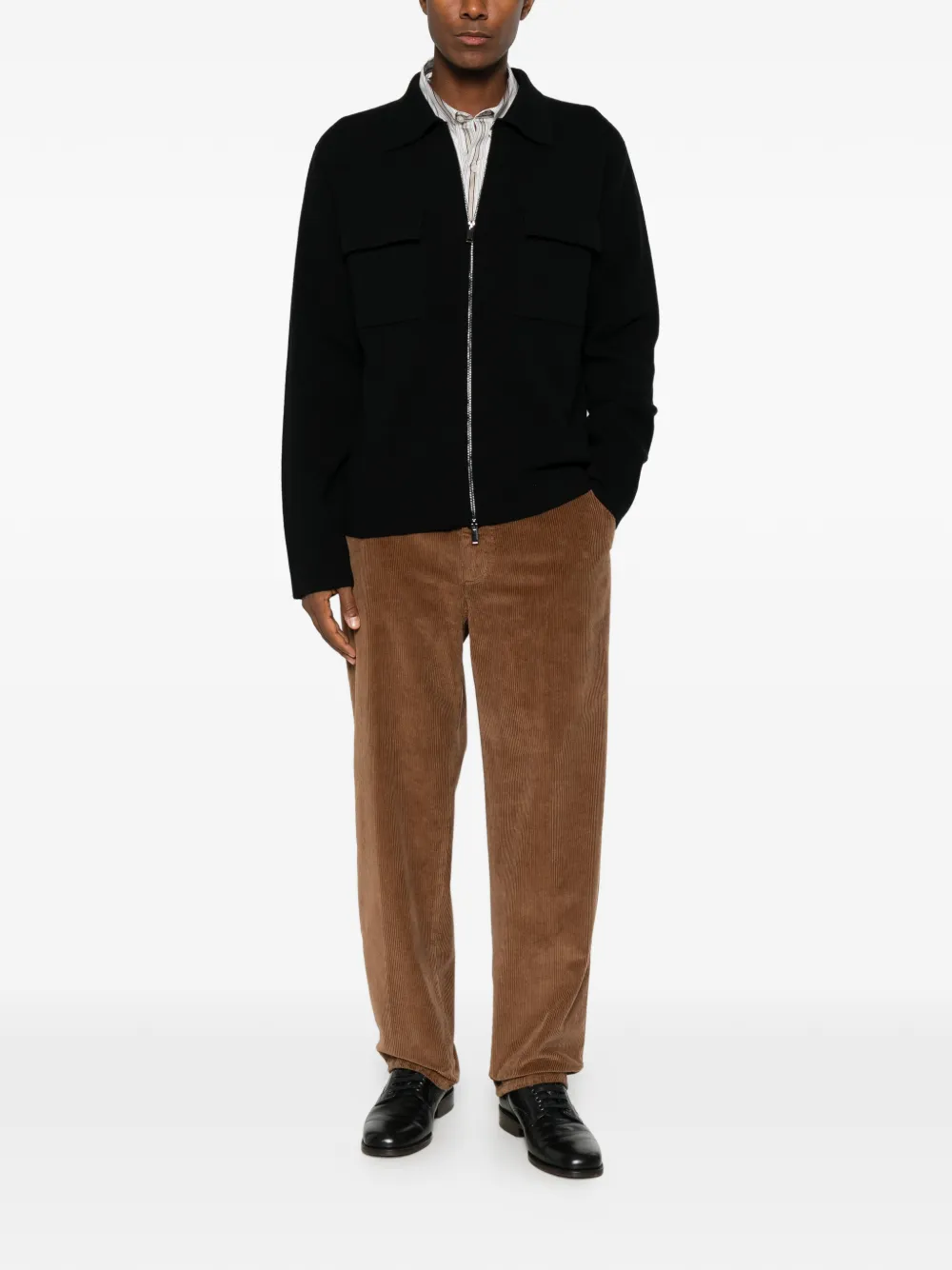 Roberto Collina Vest met klepzak en rits Zwart