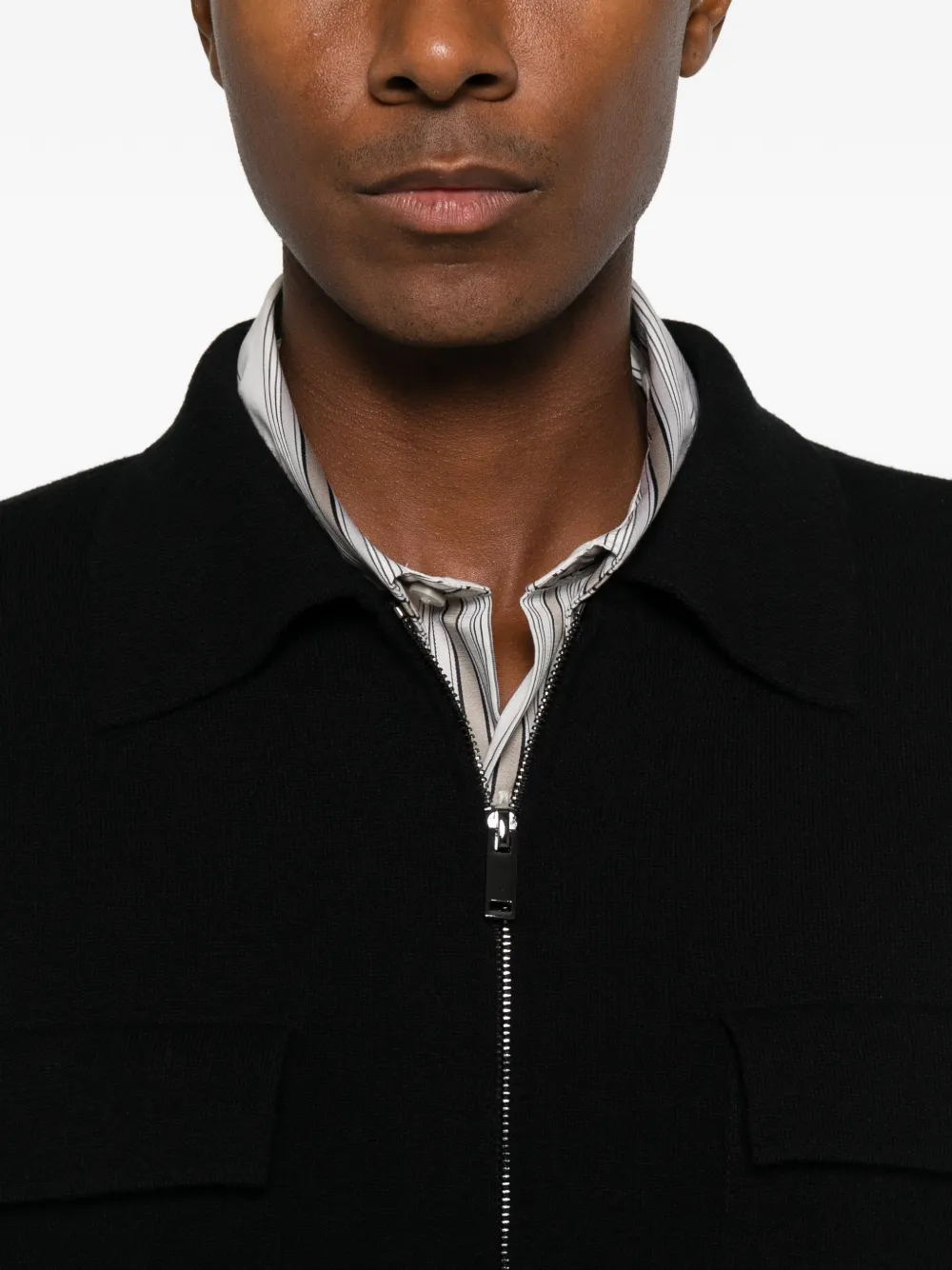 Roberto Collina Vest met klepzak en rits Zwart
