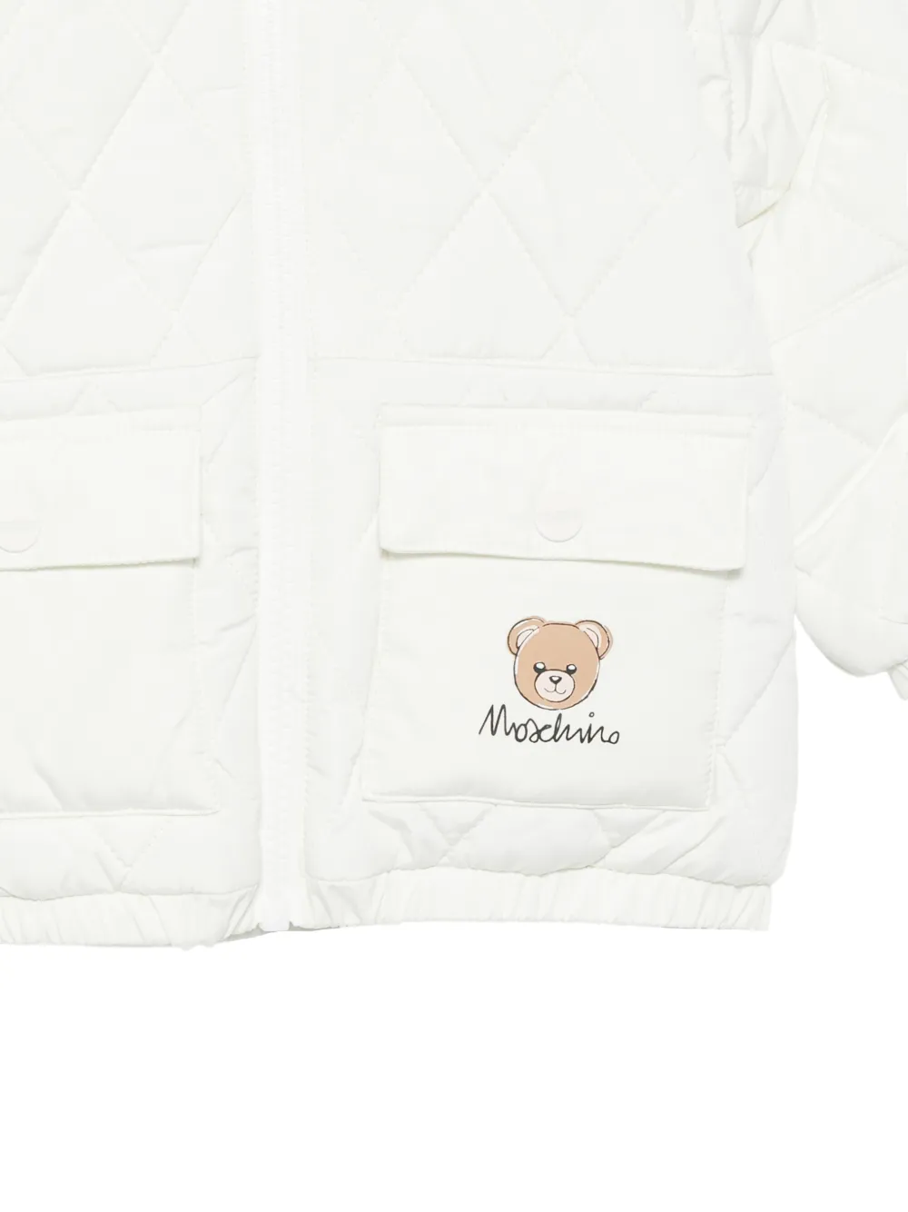 Moschino Kids Teddy Bear quilted jacket Wit