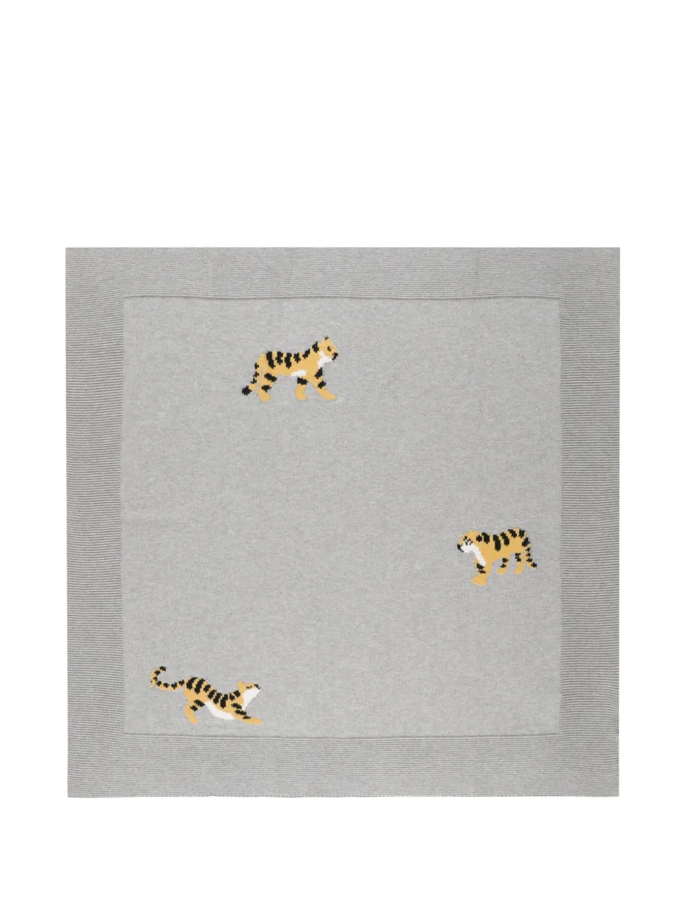Stella McCartney Kids tiger-intarsia knitted scarf Grijs