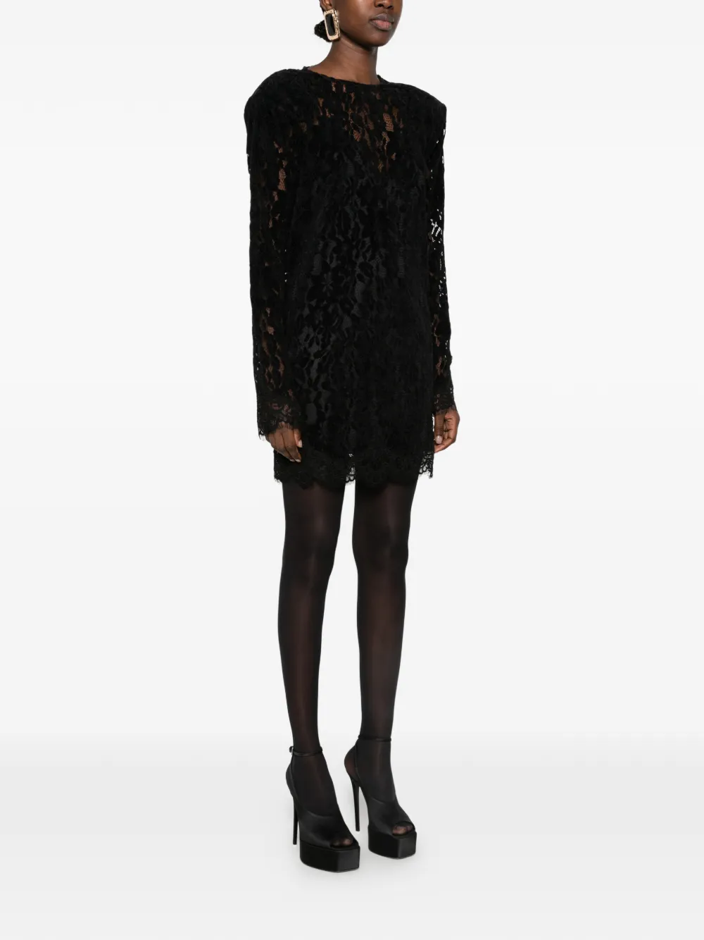 Aniye By lace-overlay belted mini dress Zwart