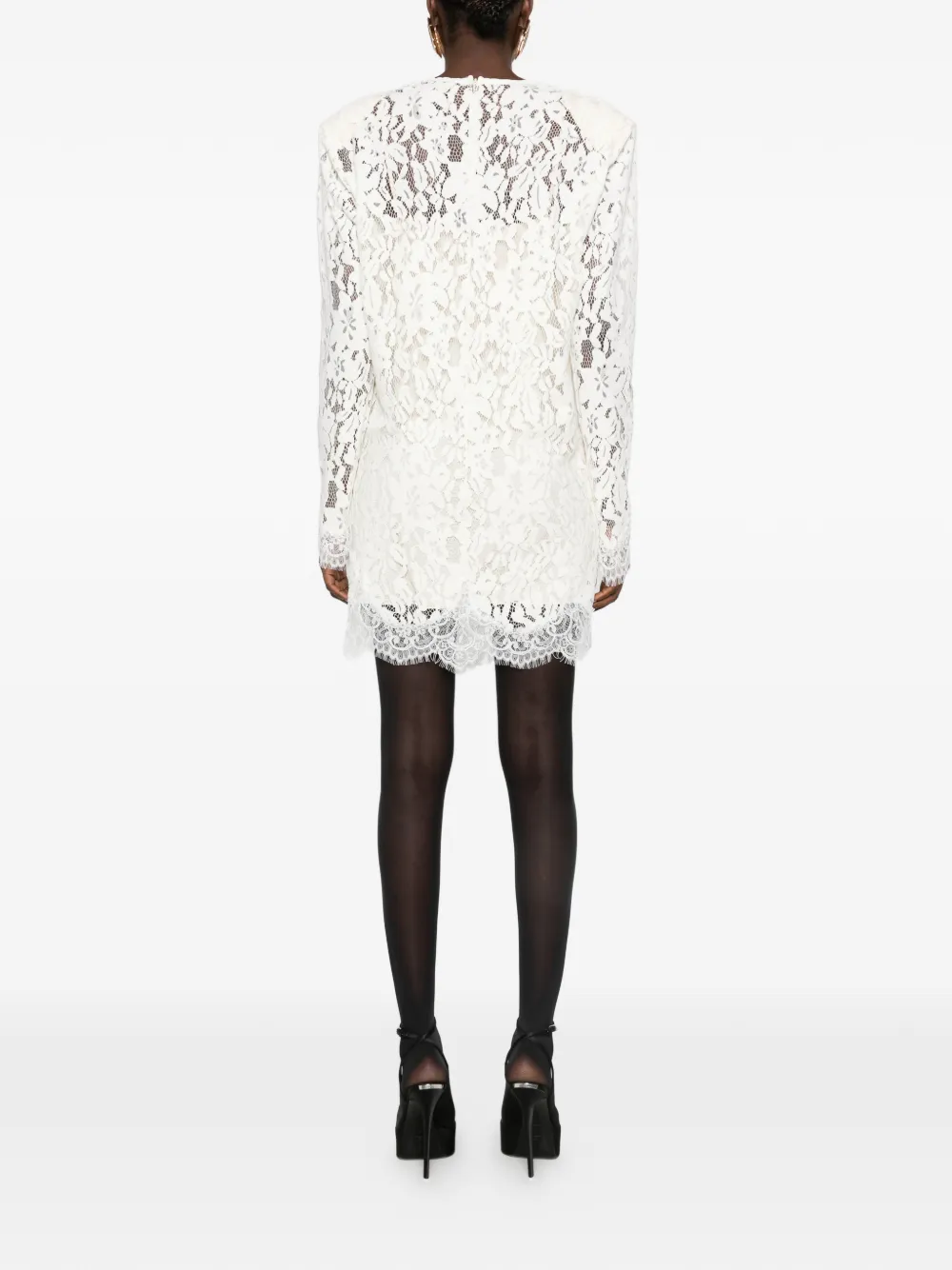 Aniye By lace-overlay long-sleeve mini dress Wit