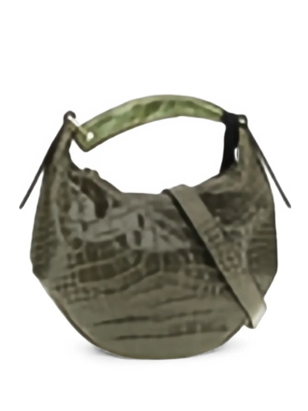 Visonà Bengala Croc-effect Leather Shoulder Bag In Black