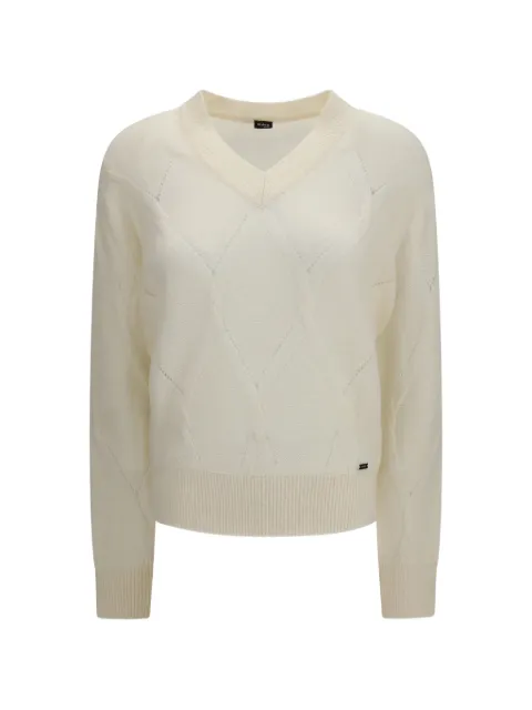 Kiton diamond-pattern V-neck sweater