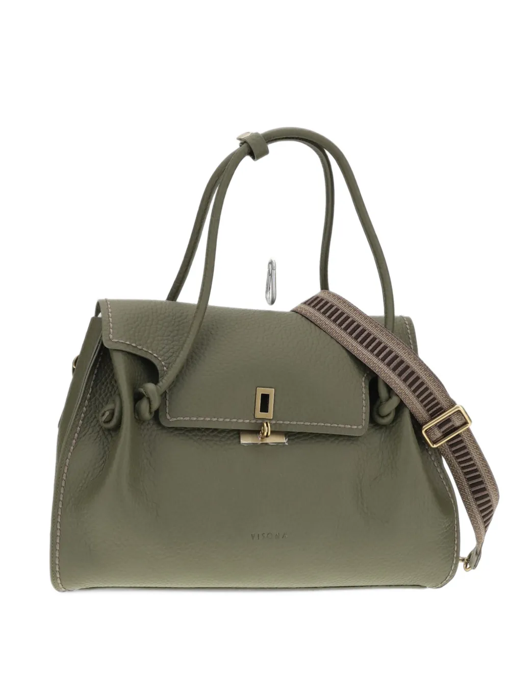 VISONA` Queen grained-leather tote bag - Vert