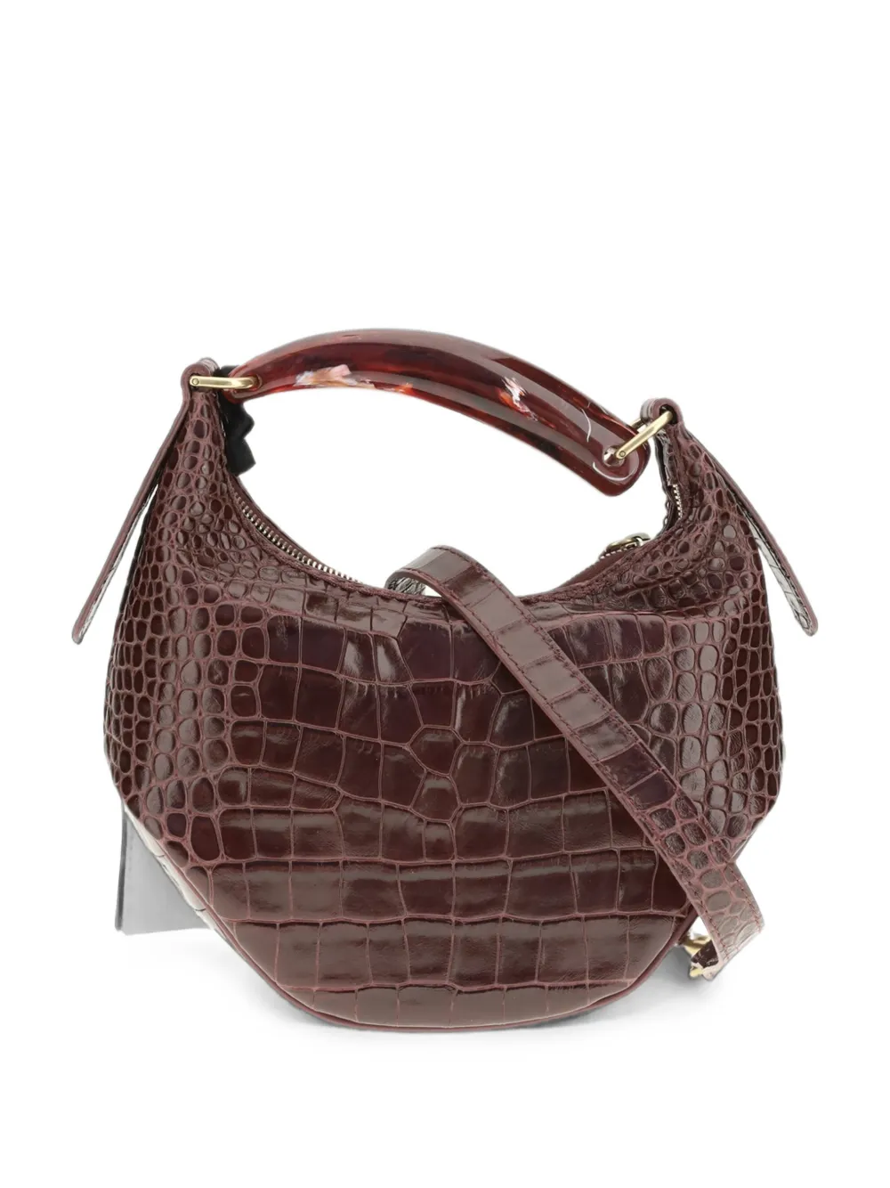 VISONA` Bengala croc-effect shoulder bag - Rosso