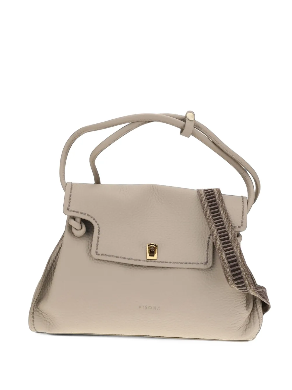 VISONA` Queen grained-leather tote bag - Tons neutres