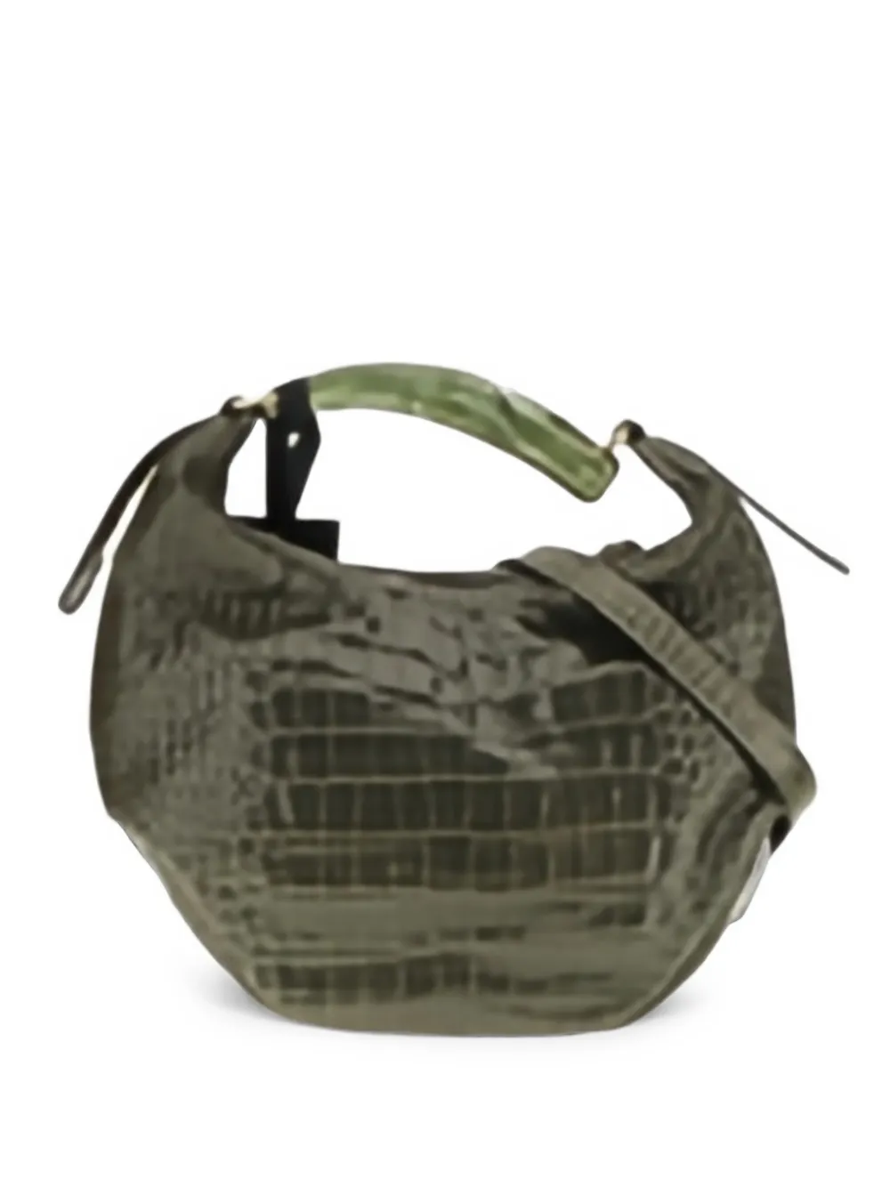 Visonà Bengala Crocodile-effect Shoulder Bag In Green