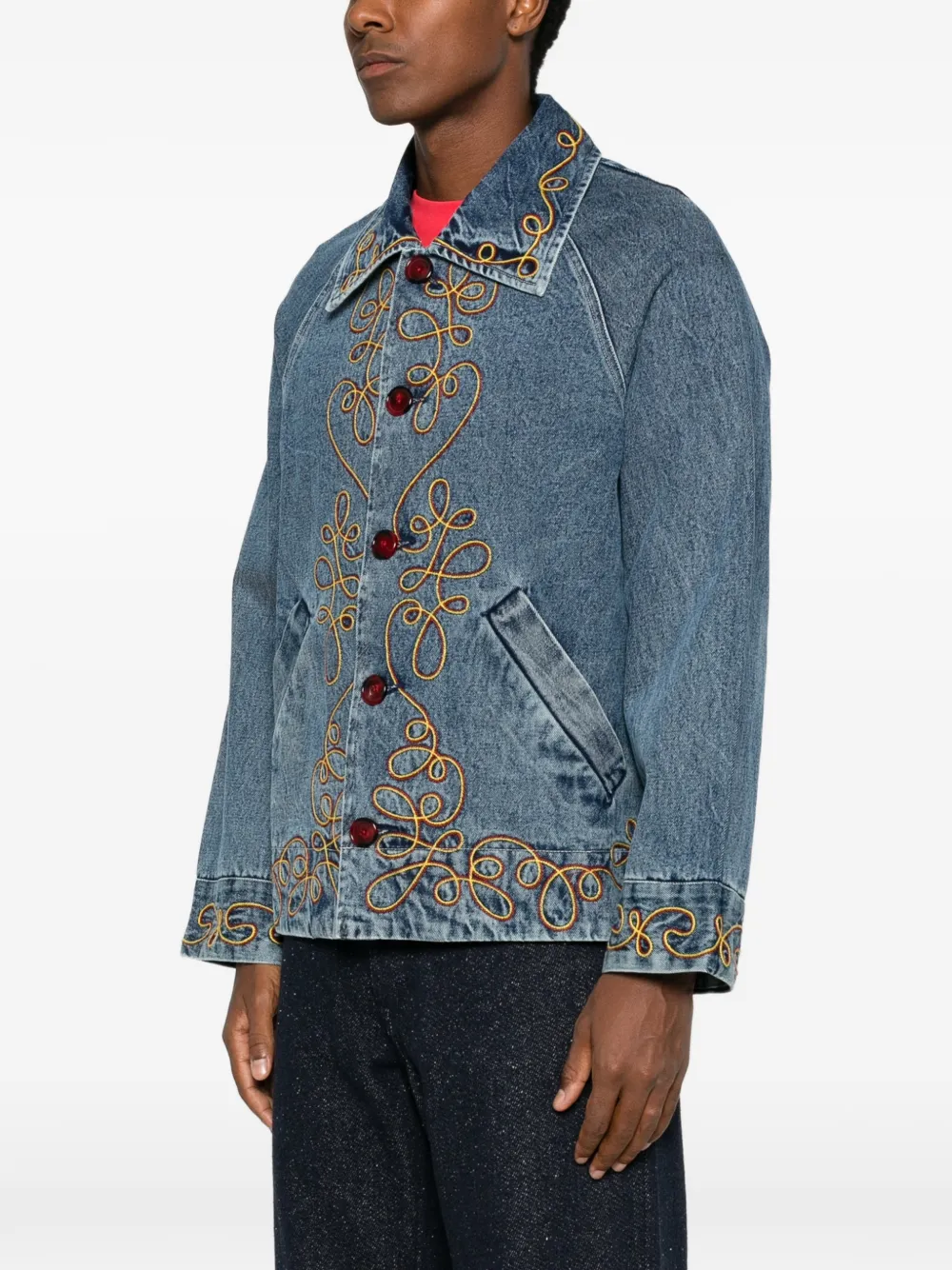 BODE Rawlins denim jack met borduurwerk Blauw