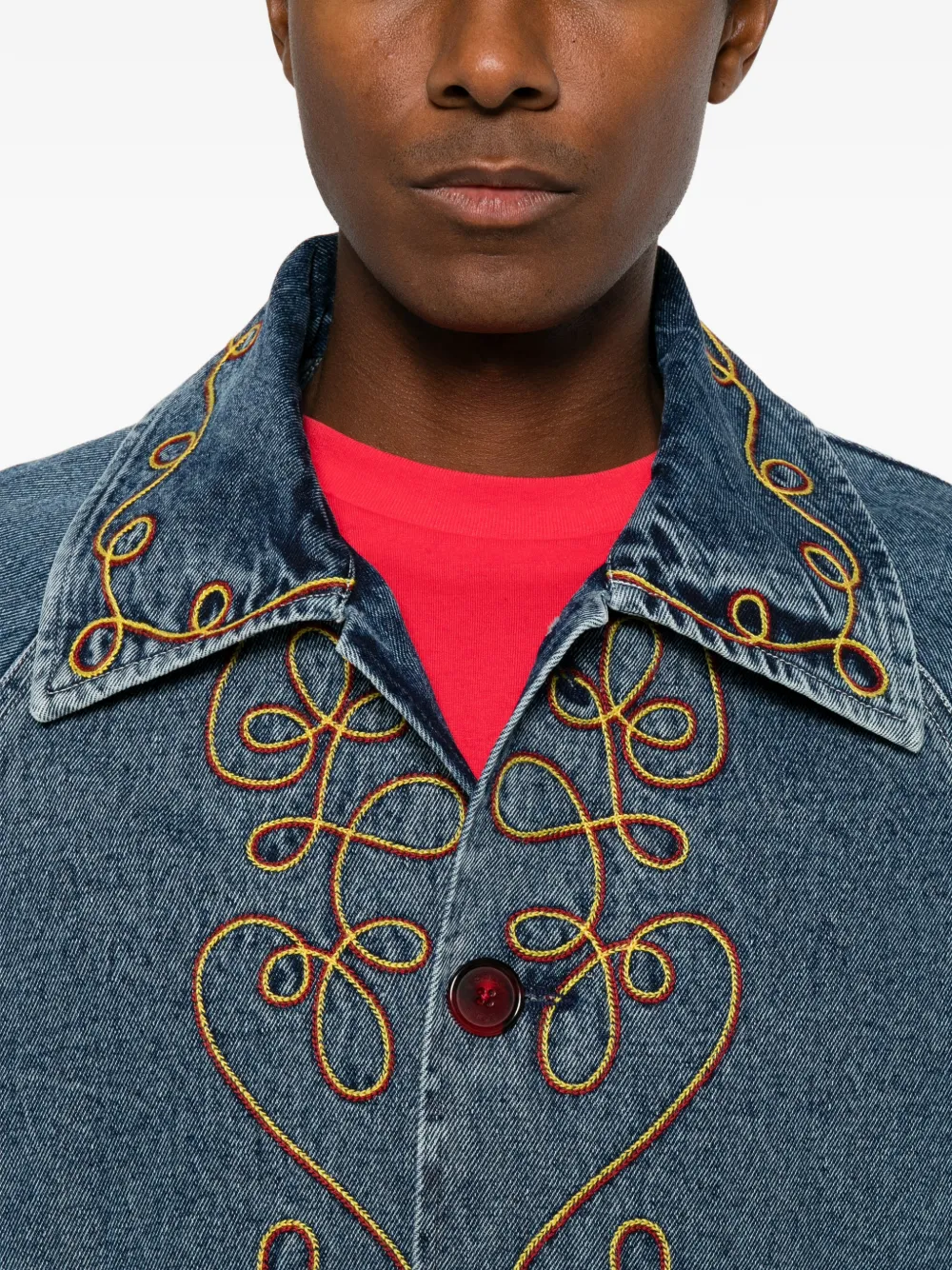 BODE Rawlins denim jack met borduurwerk Blauw