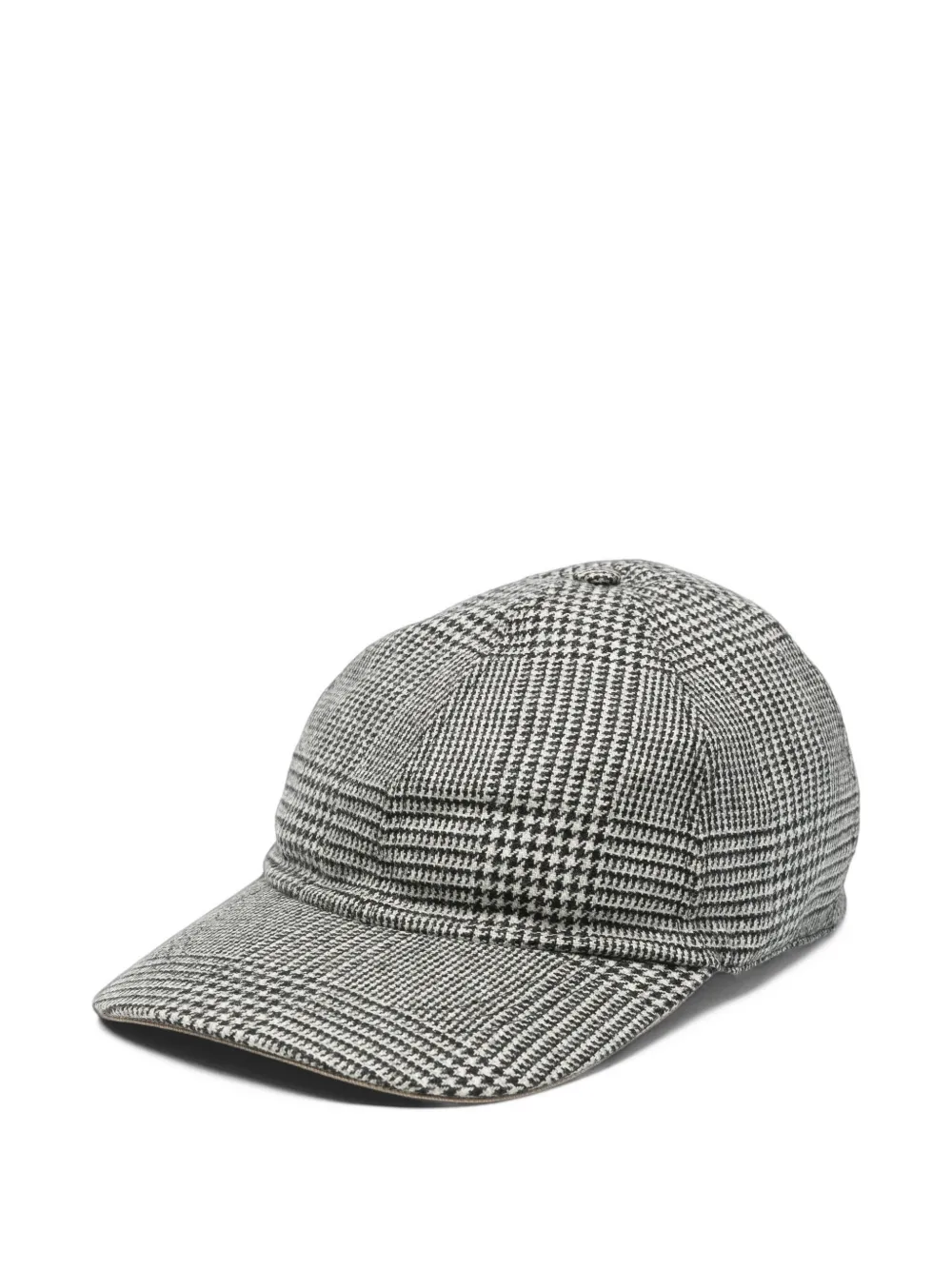 Canali Prince of Wales-check wool baseball cap - Gris