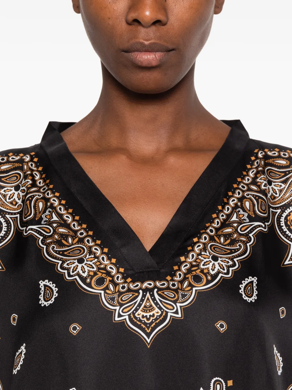 Ferragamo paisley-print silk blouse Zwart