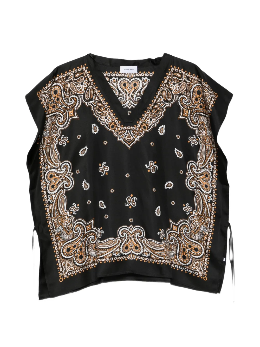 Ferragamo paisley-print silk blouse - Nero