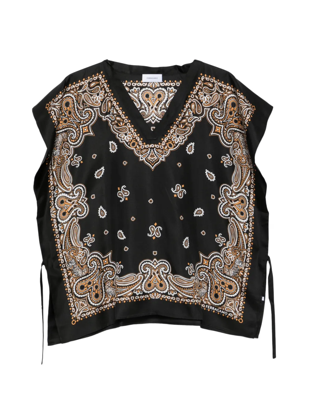 Ferragamo Blouse met paisley-print Zwart