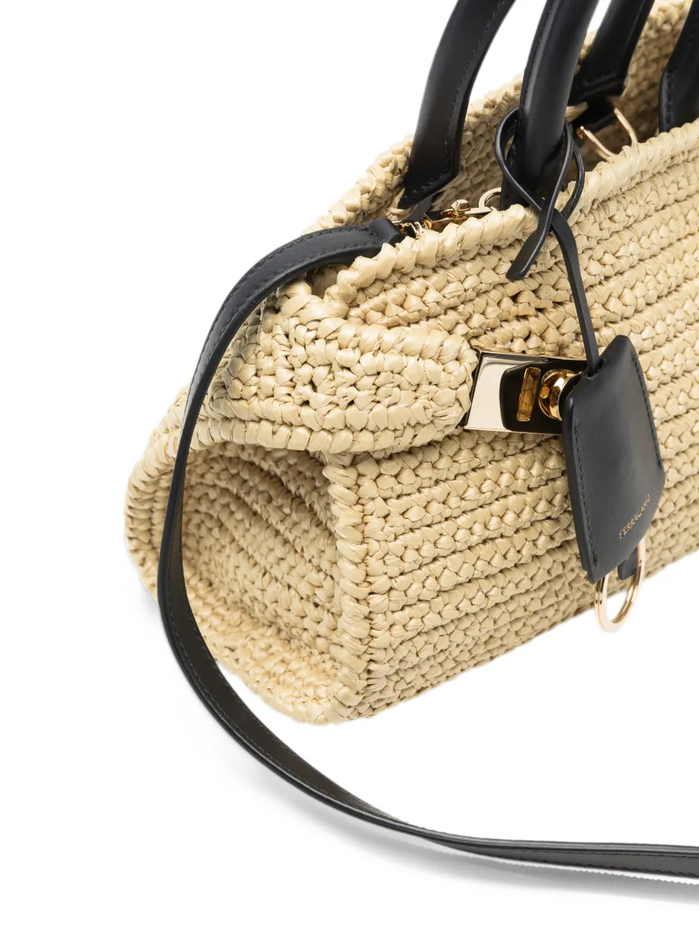 Ferragamo mini Hug woven tote bag Beige