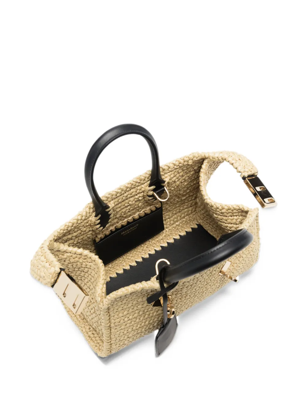 Ferragamo mini Hug woven tote bag Beige