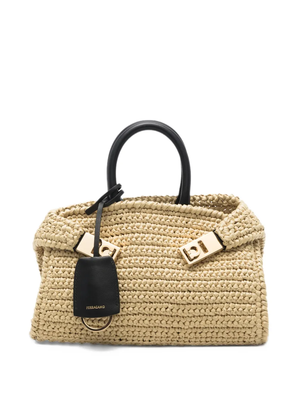 Ferragamo mini Hug woven tote bag - Toni neutri