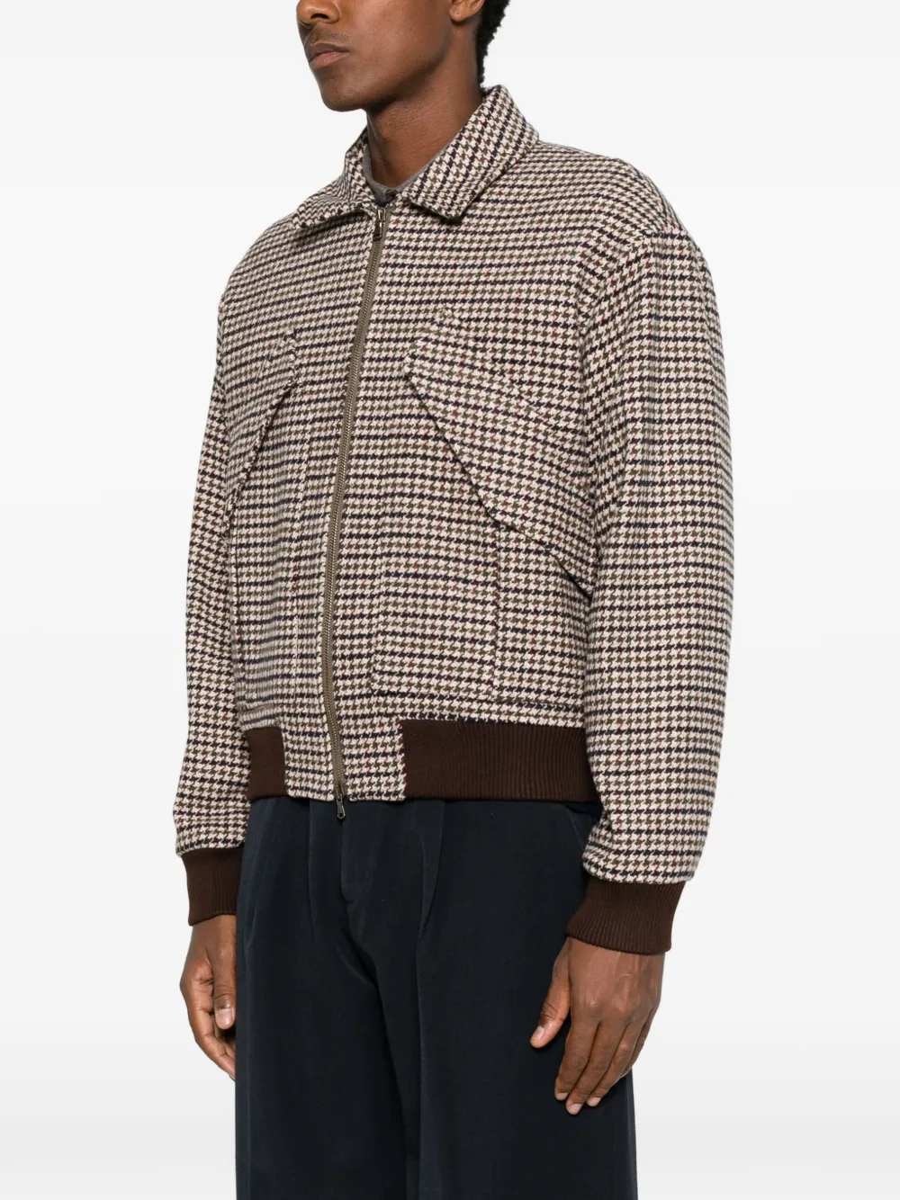 officina sartoriale Bomberjack meet pied-de-poule print Beige