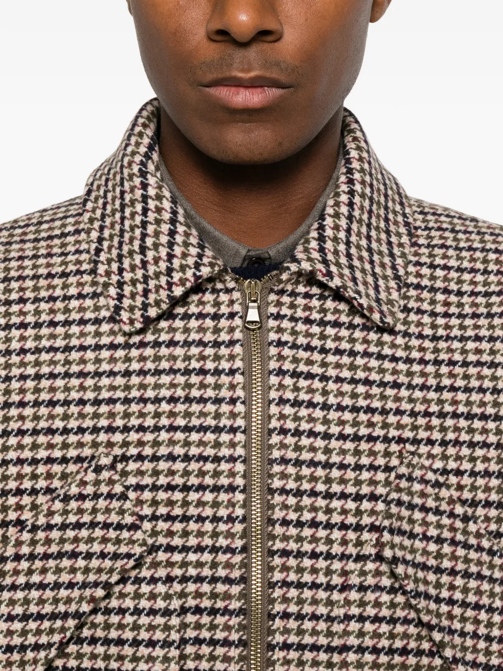 officina sartoriale Bomberjack meet pied-de-poule print Beige