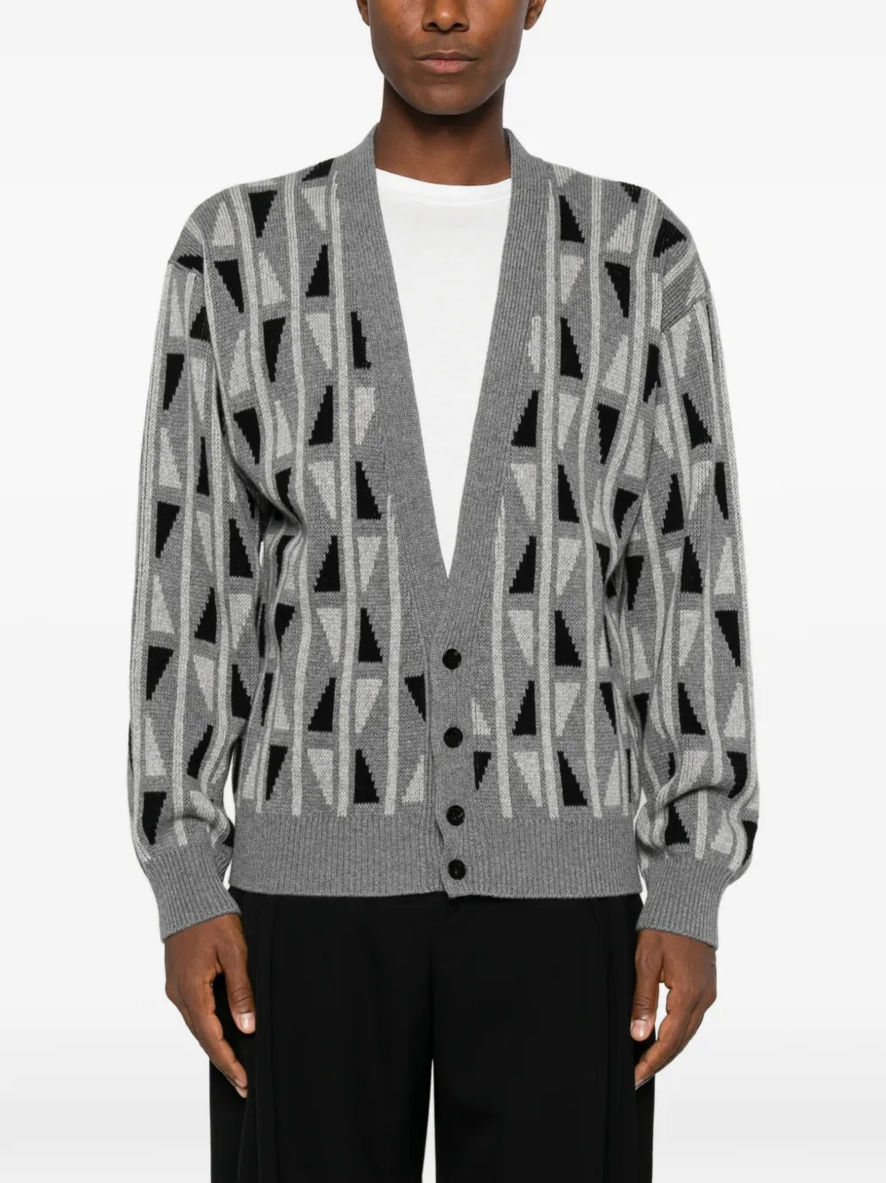 Versace geometric-pattern cardigan Grijs