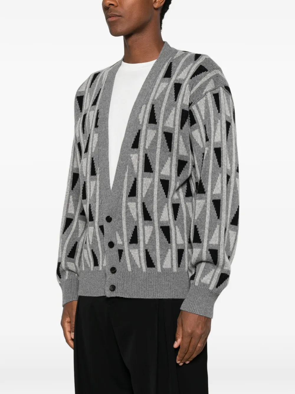 Versace geometric-pattern cardigan Grijs