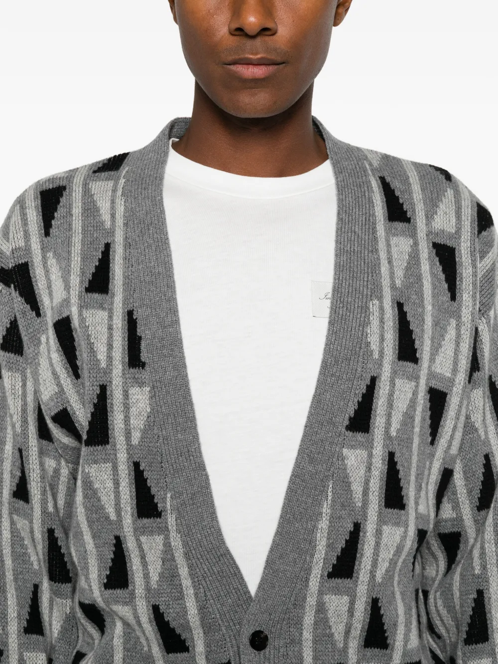 Versace geometric-pattern cardigan Grijs