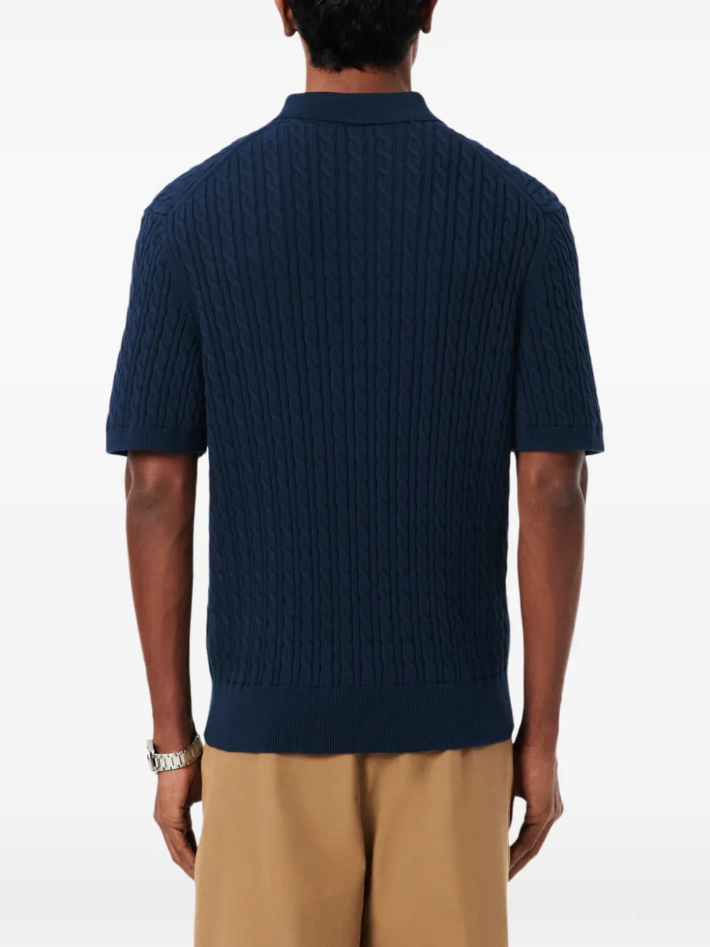Lacoste Kabelgebreid poloshirt Blauw