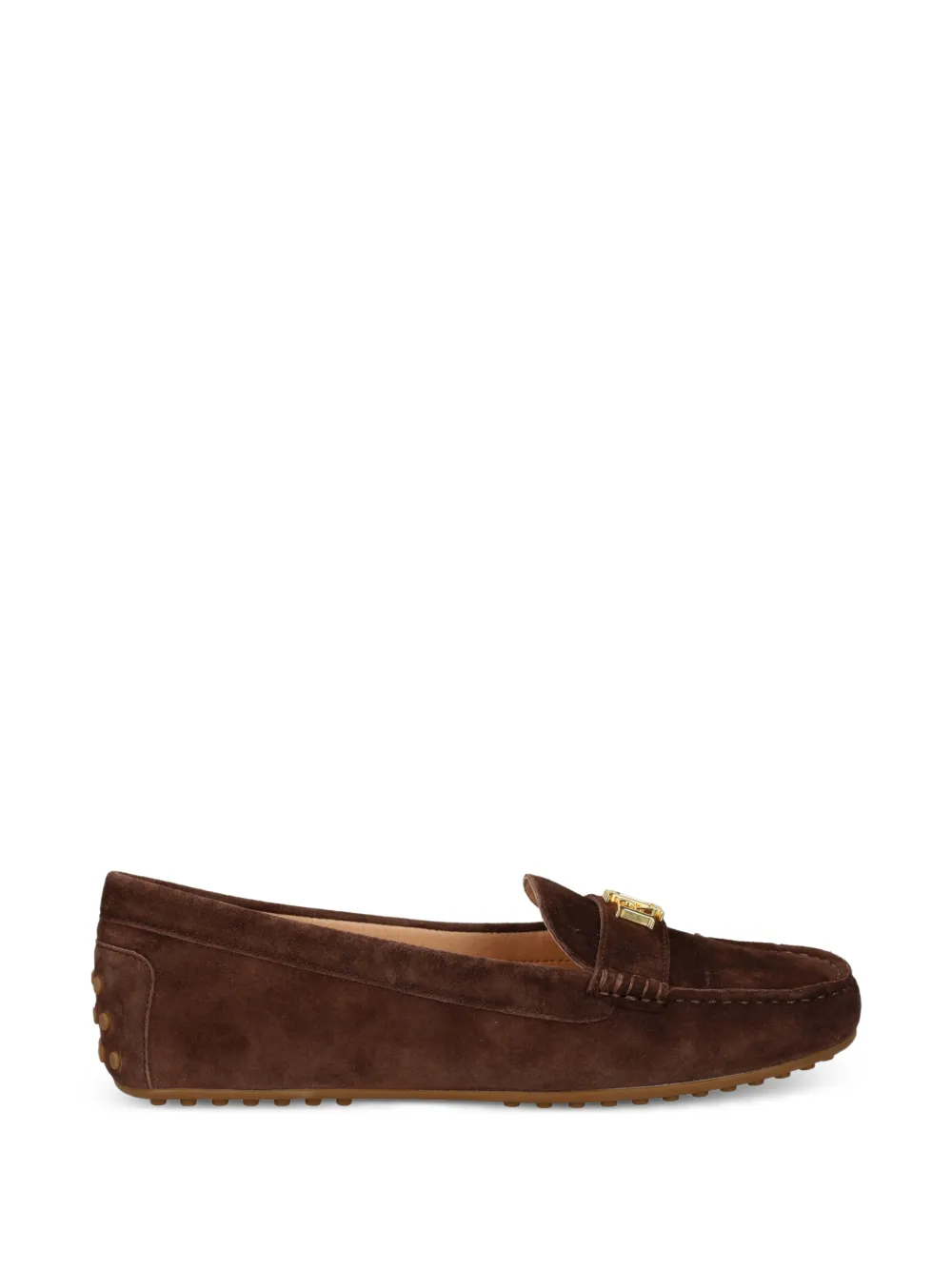 Lauren Ralph Lauren Barnsbury logo-plaque suede loafers - Marrone