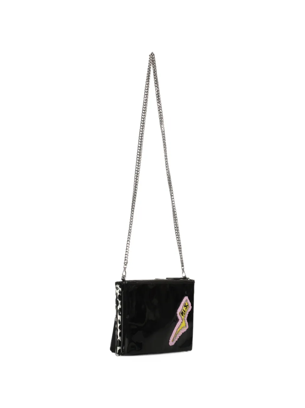 Philosophy Di Lorenzo Serafini lightning-patch leopard-print clutch bag Zwart