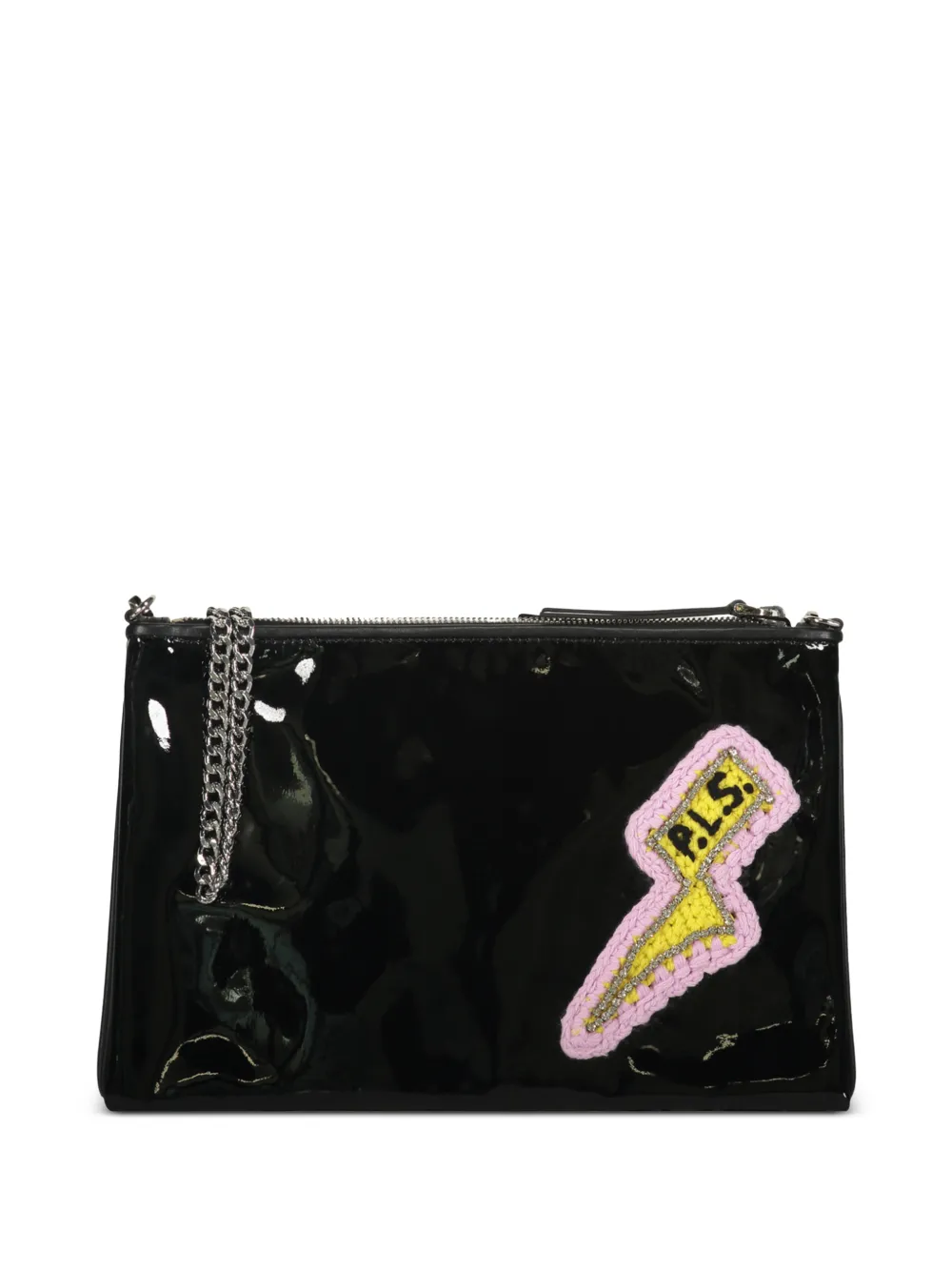 Philosophy Di Lorenzo Serafini lightning-patch leopard-print clutch bag Zwart