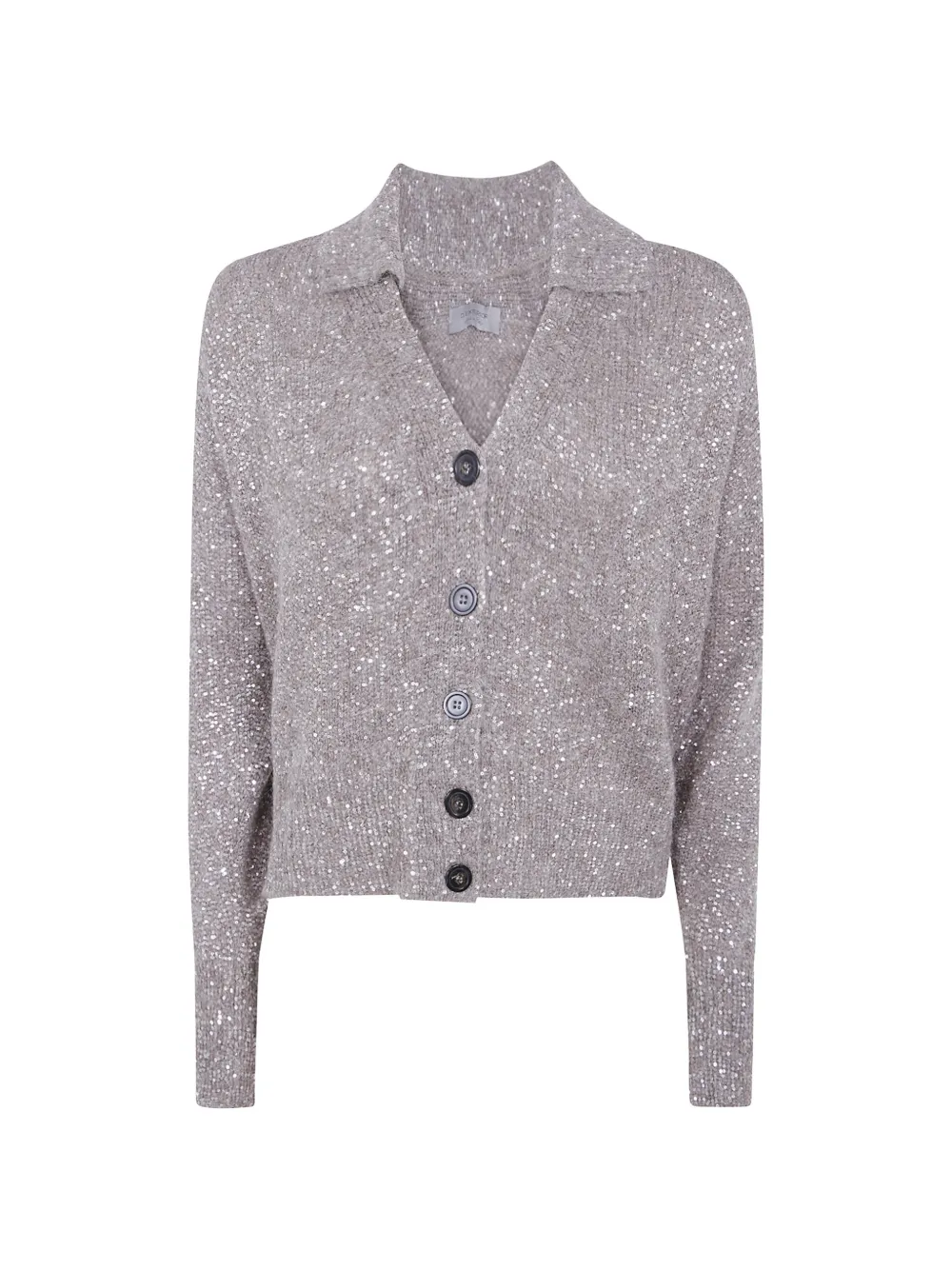D.Exterior polo-collar cardigan - Grey