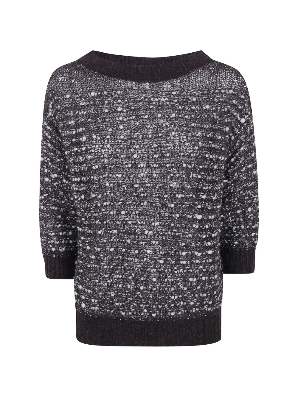 D.Exterior open-knit sweater - Braun
