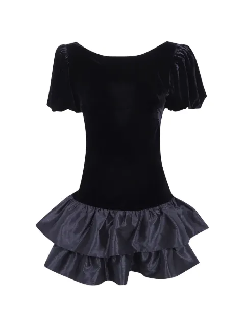 Rixo Anabella velvet-effect ruffled mini dress