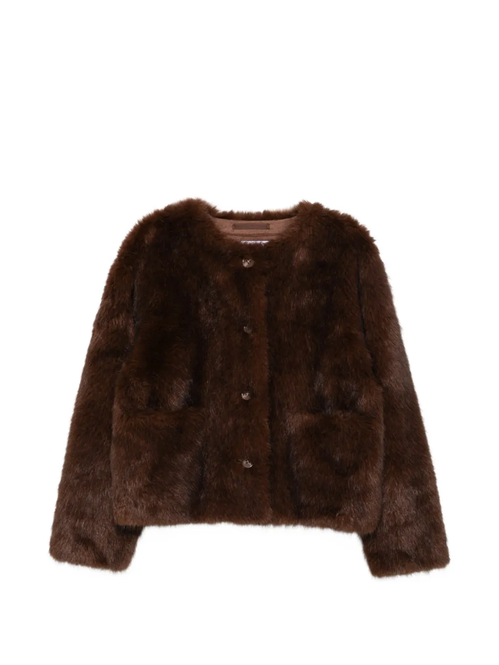 STAND STUDIO Siena faux-fur button-up jacket - Braun