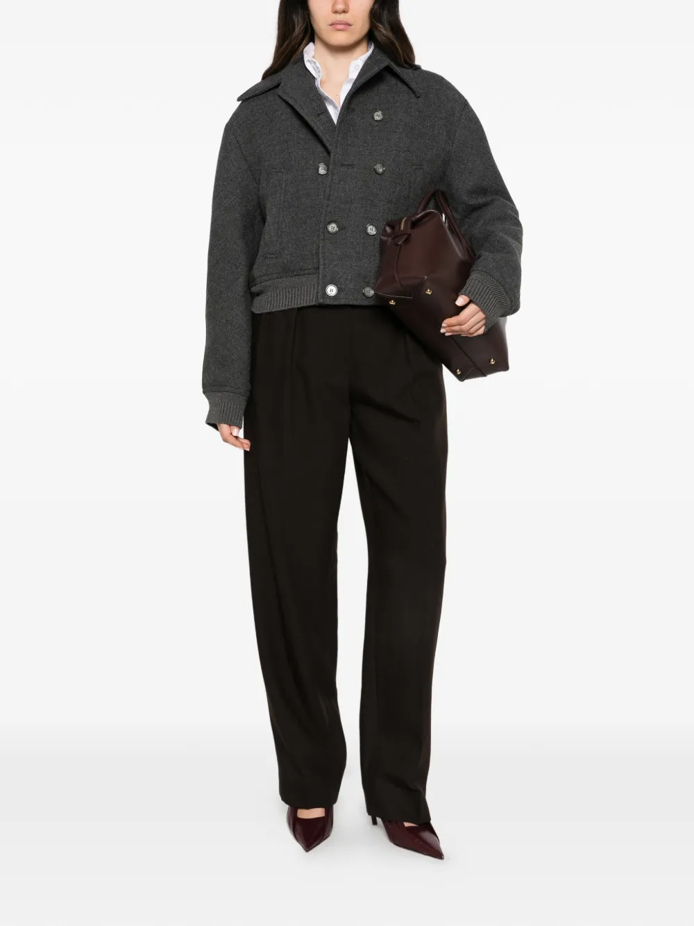 AMI Paris double-breasted bomber jacket Grijs
