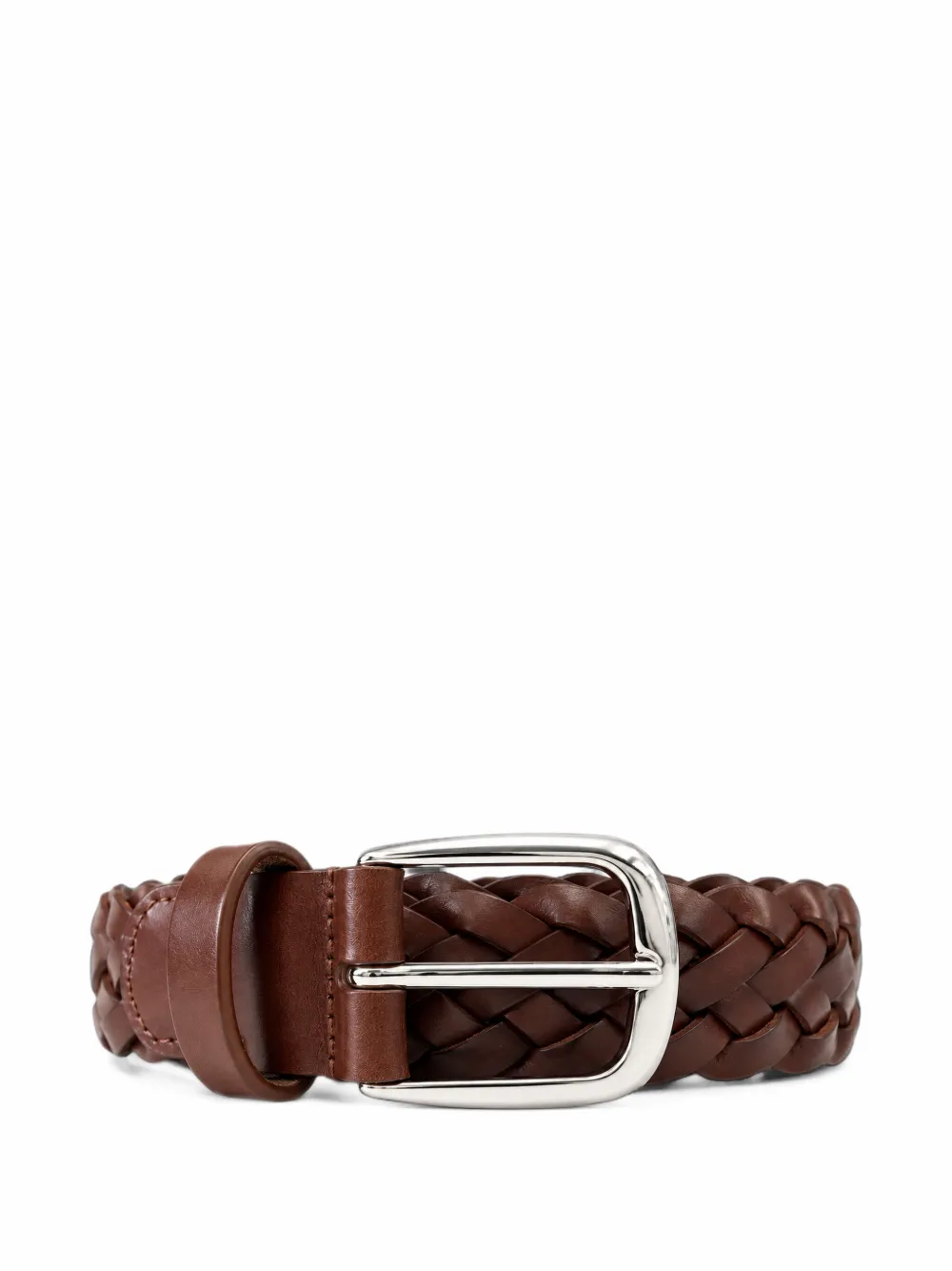 Anderson's Woven Leather Belt In Brown