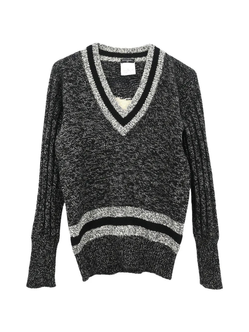 Pre-owned Chanel 1996 V-neck Sweater In Black