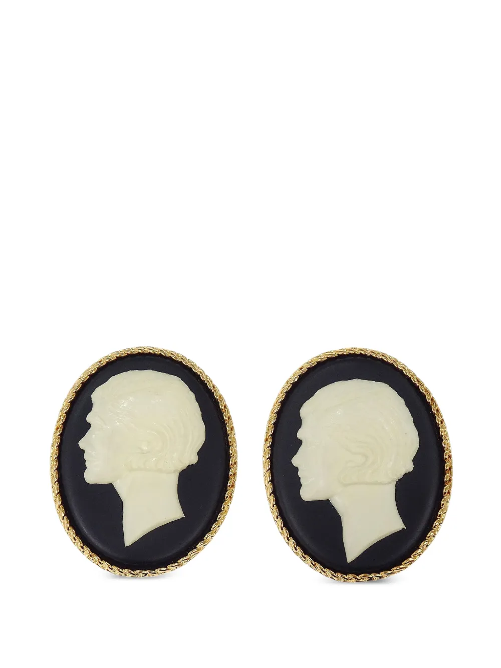 CHANEL Pre-Owned Cameo oval clip-on earrings - Schwarz