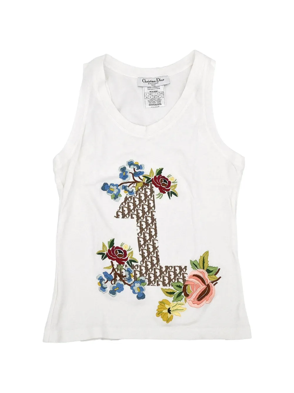 Christian Dior Pre-Owned 2005 floral-embroidered tank top - Weiß