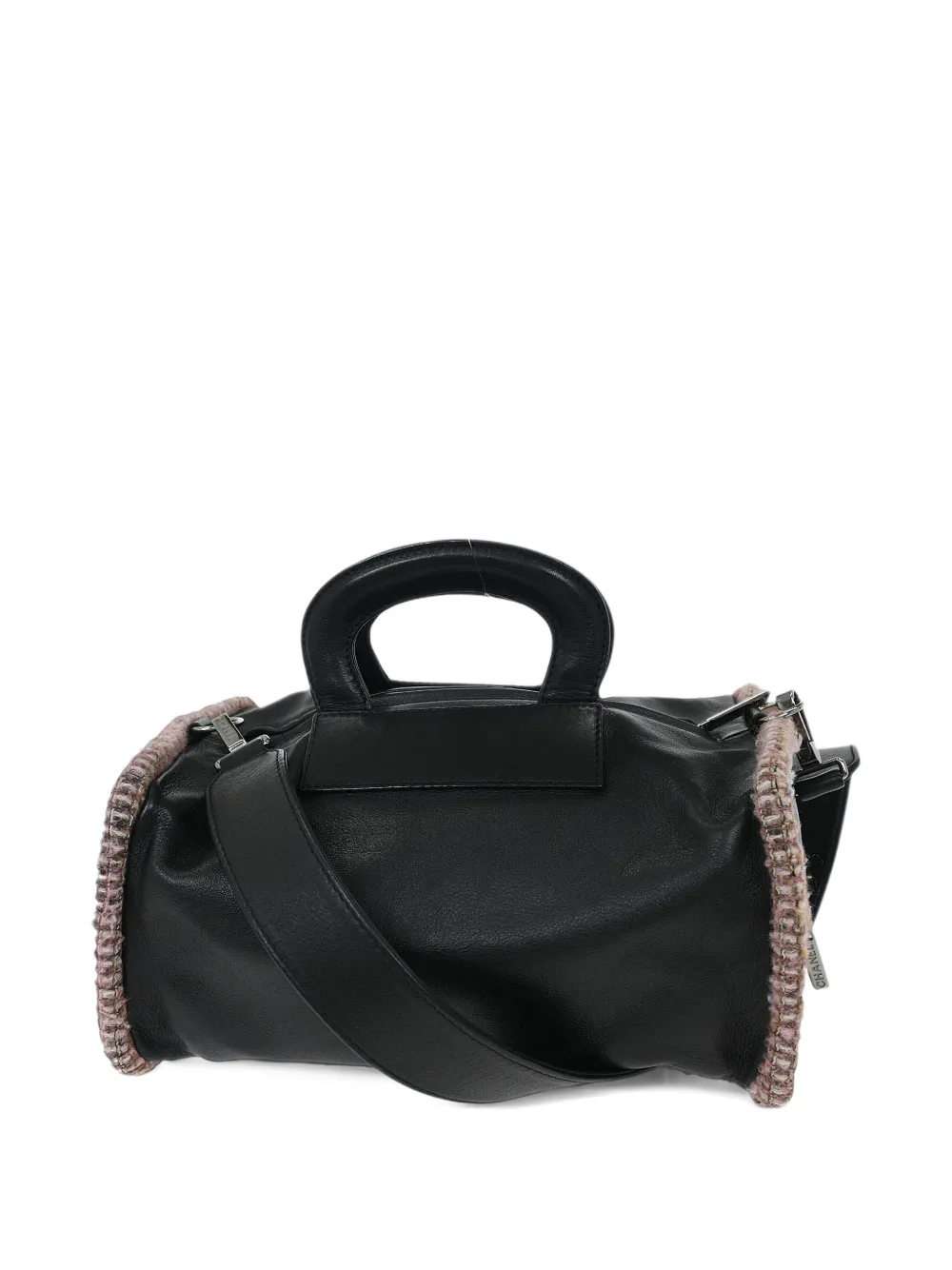 CHANEL Pre-Owned 2003-2004 tweed-trim lambskin tote bag - Noir