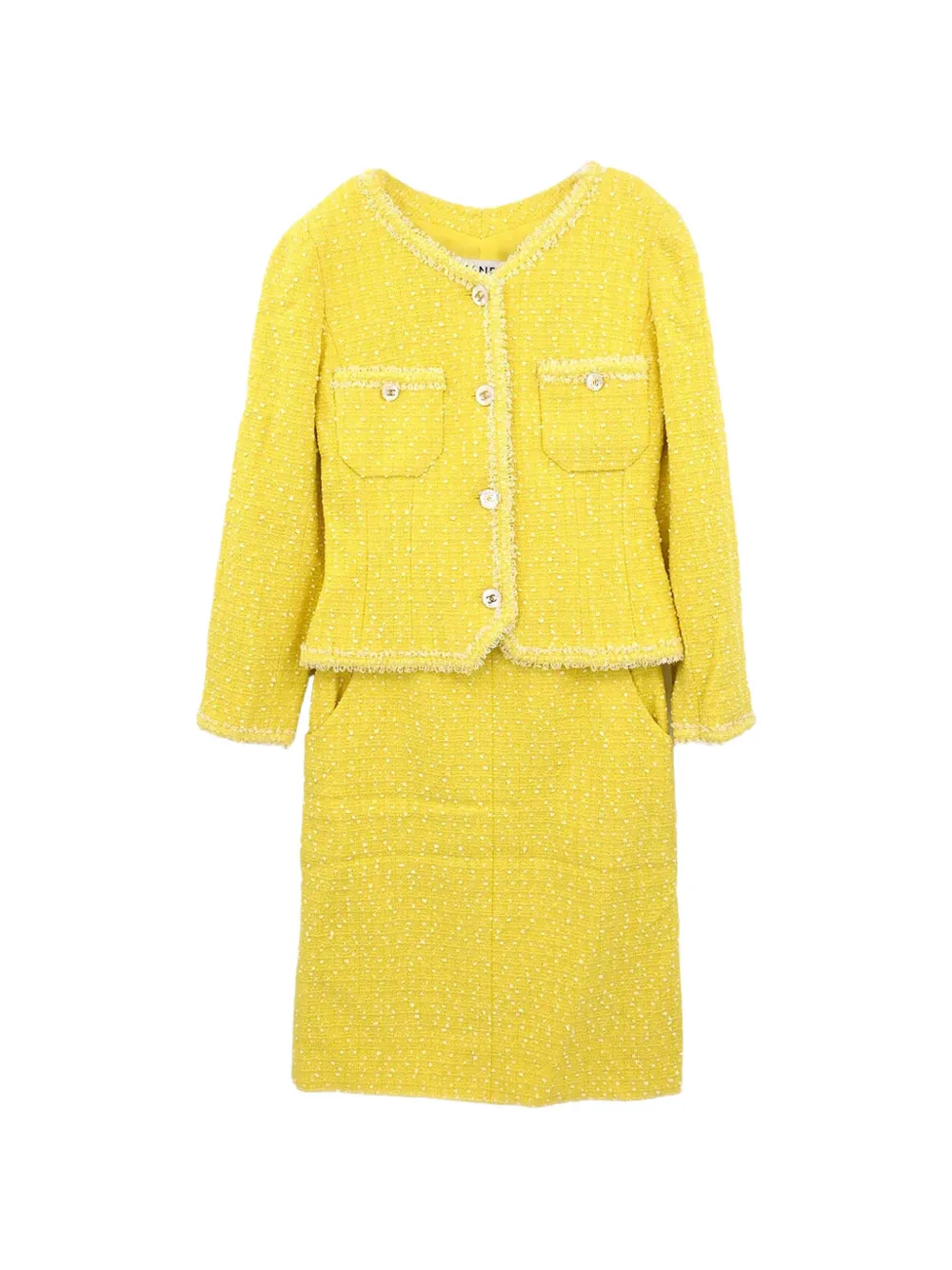 CHANEL Pre-Owned 1997 tweed jacket and skirt suit - Giallo