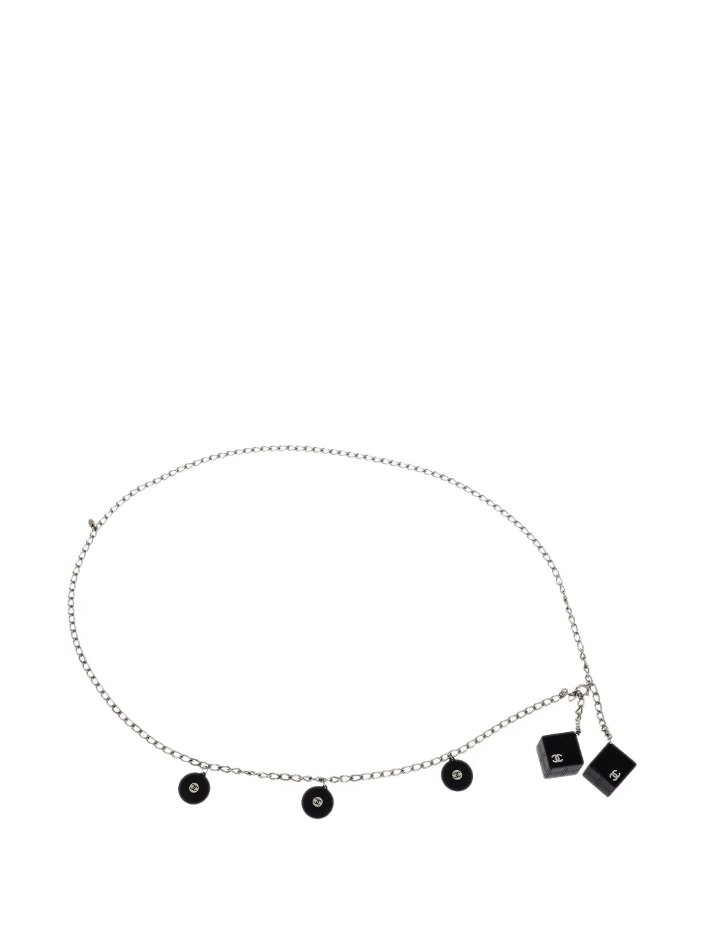 CHANEL Pre-Owned Cube Record chain belt – Silver
