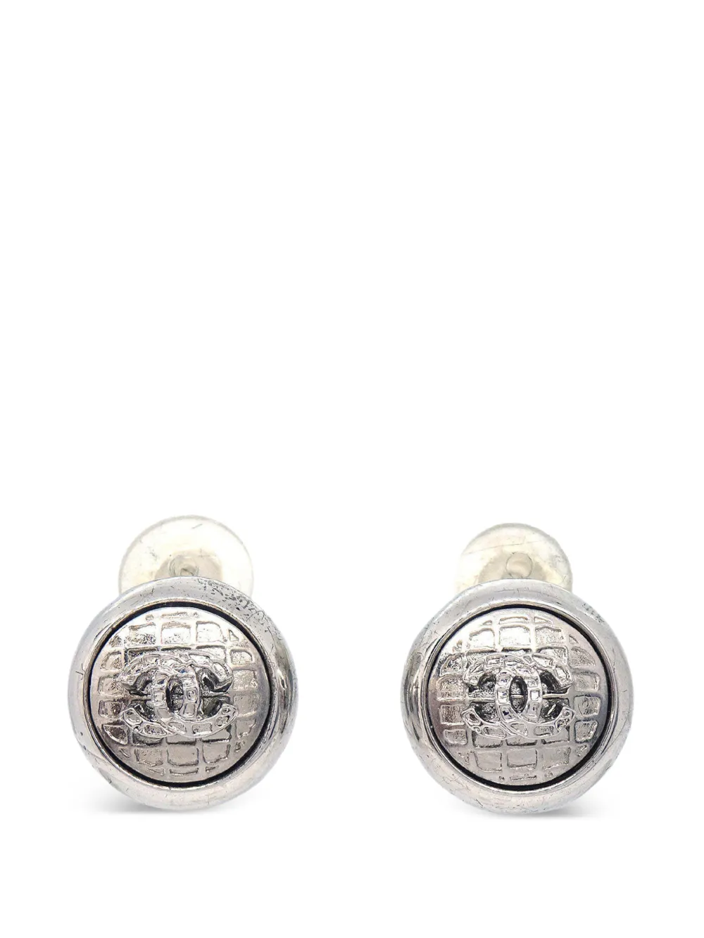 CHANEL Pre-Owned Interlocking CC grid clip-on earrings - Silber
