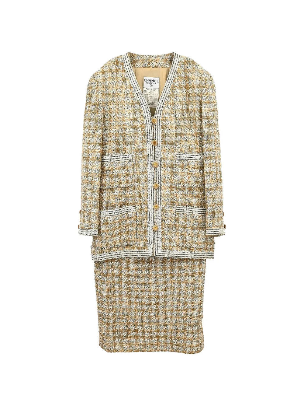 CHANEL Pre-Owned 1993 tweed button-up jacket and skirt suit - Toni neutri