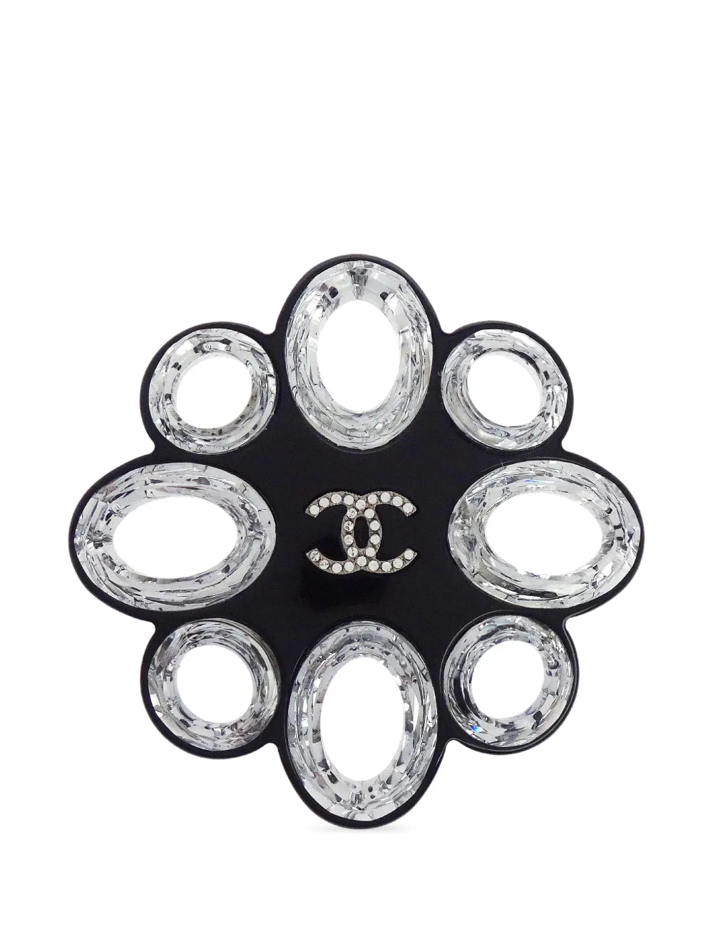 CHANEL Pre-Owned CC rhinestone brooch - Schwarz