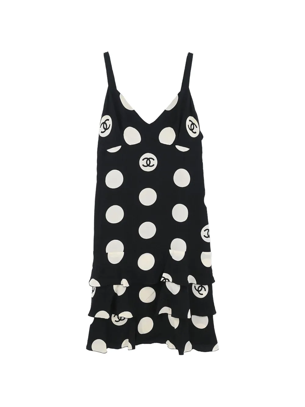 CHANEL Pre-Owned 1997 CC Interlocking polka-dot camisole mini dress - Nero